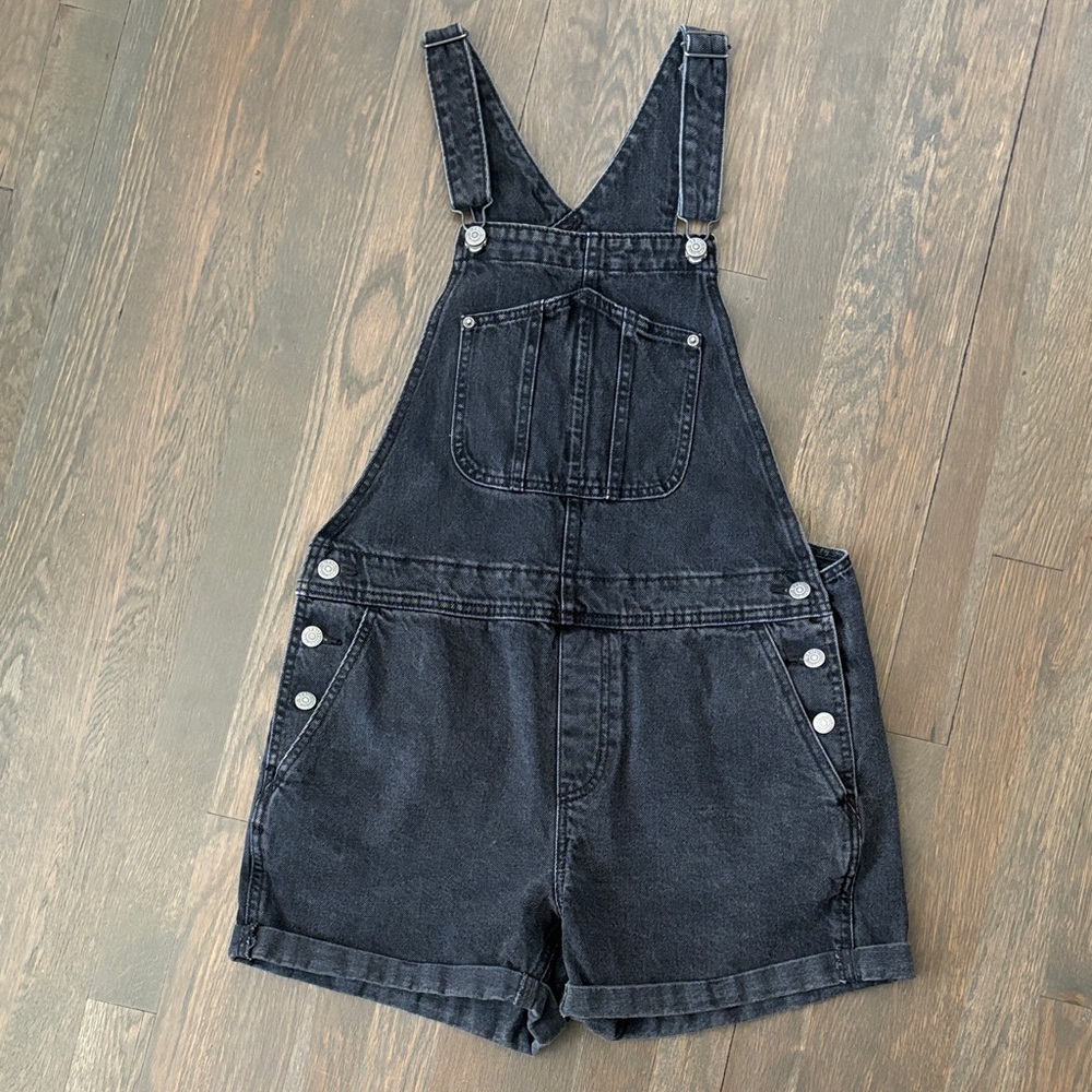 Old Navy Black Denim Short Overalls